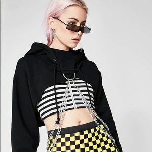 Dolls Kill Current mood cropped hoodie SZ M